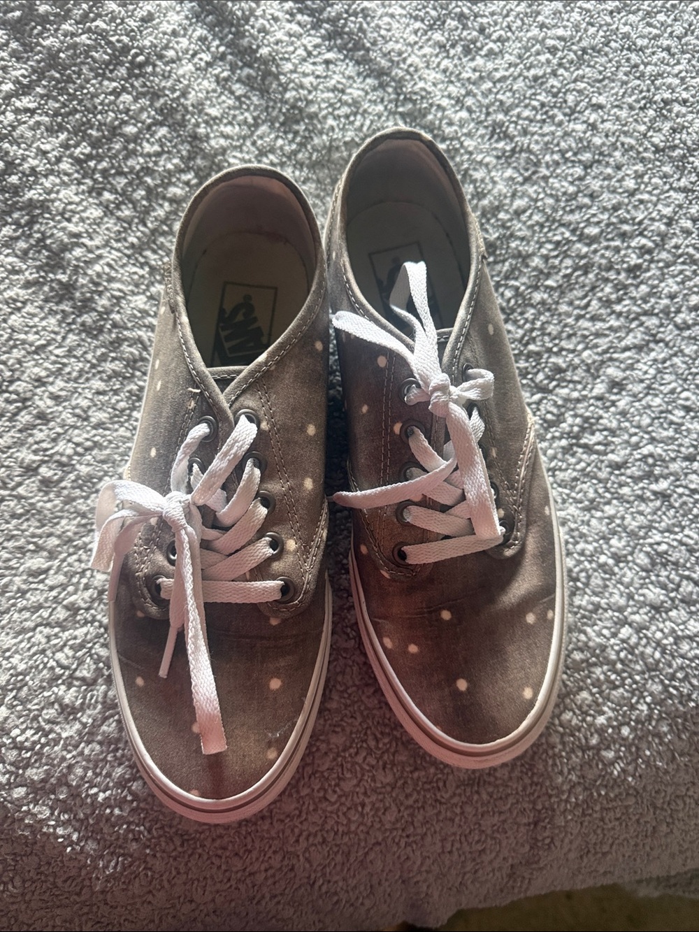 Vans Taupe Canvas Polka Dot Low-Top Sneakers
